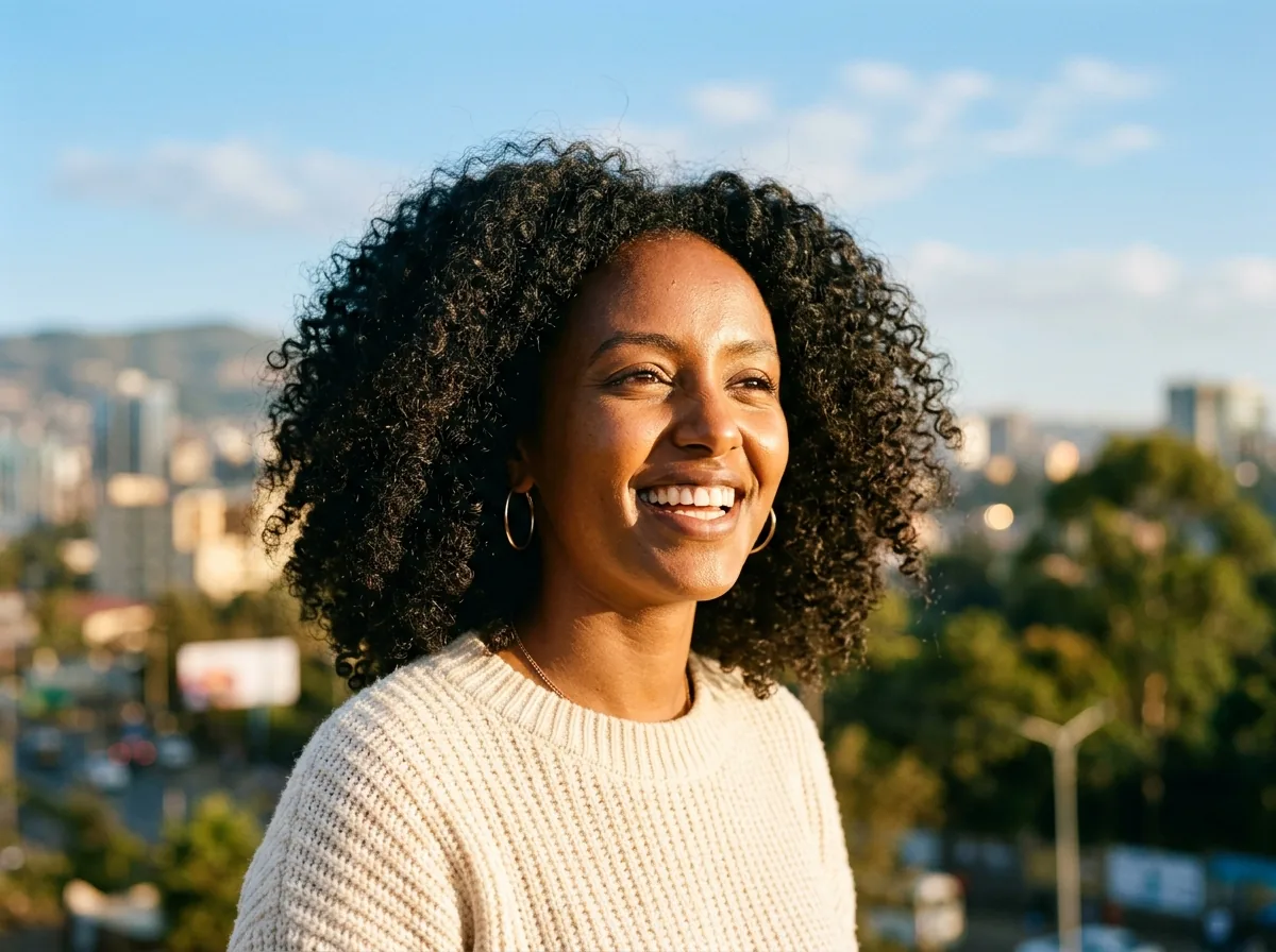 Smiling woman in Addis Ababa
